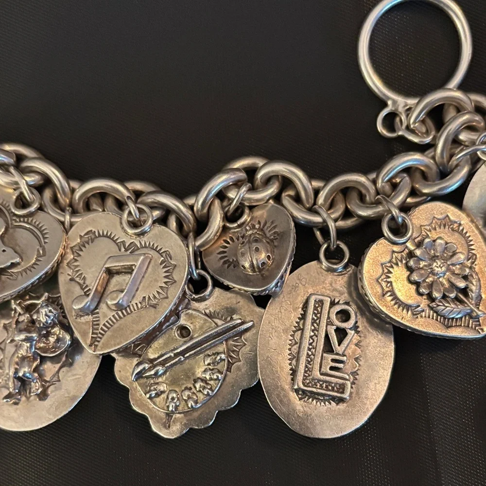 Colorful sterling Heart Charm Bracelet - Picture 8 of 9